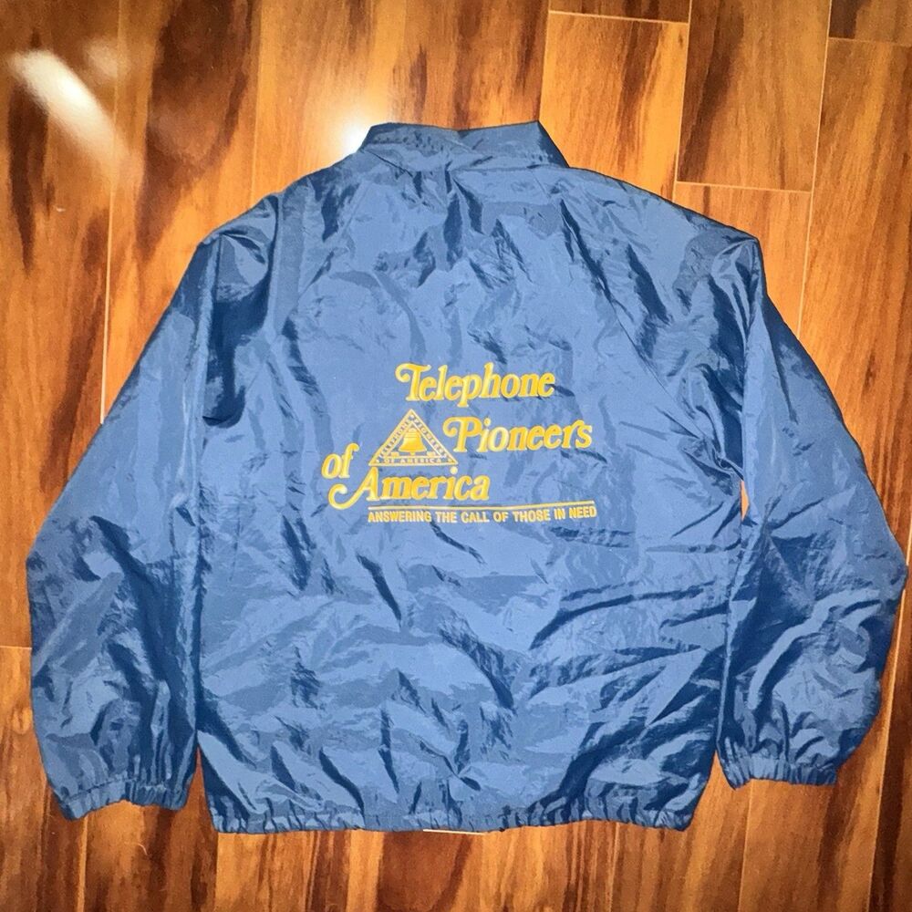 Vintage Telephone Pioneers Of America Coach Jacket USA Cardinal Large Atlanta GA